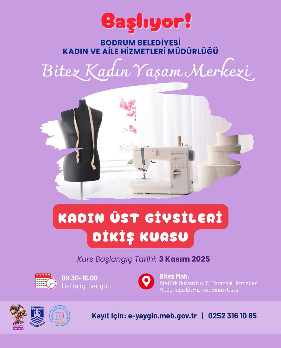 Bitez'de Kadın Üst Giysileri Dikiş Kursu Kayıtları Başlıyor