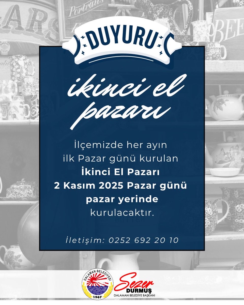 Dalaman'da İkinci El Pazarı 2 Kasım'da Kuruluyor