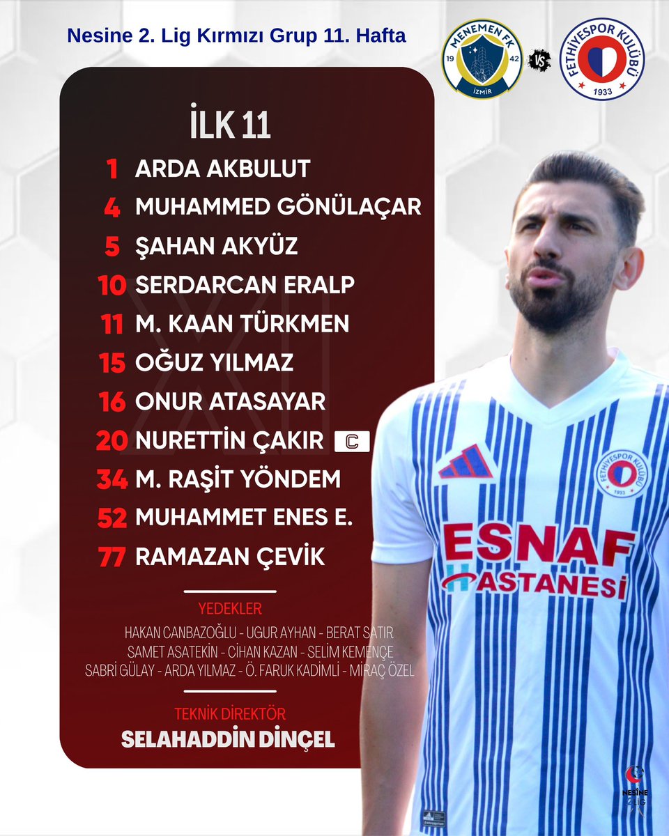 Fethiye Spor'un Menemen FK Maçındaki Başlangıç 11'i Açıklandı