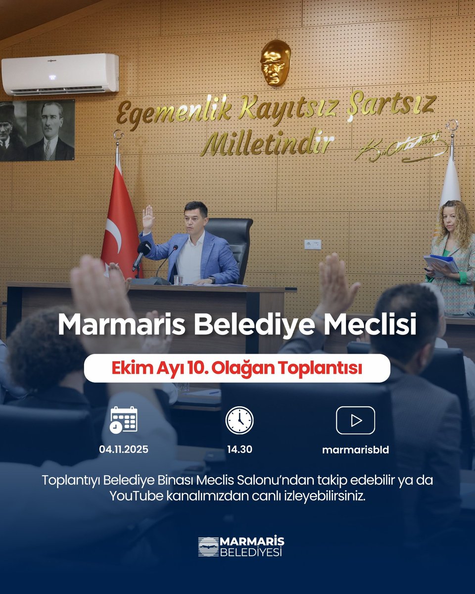 Marmaris Belediyesi 2025 Yılı Kasım Ayı Meclis Toplantısını Gerçekleştirecek