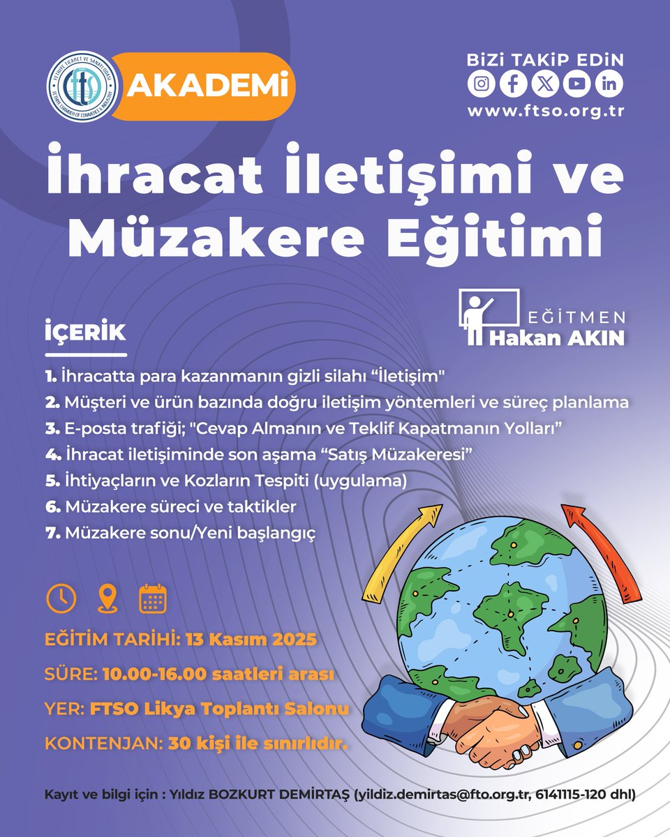 Fethiye'de İhracatçılar İçin Etkili İletişim ve Satış Müzakeresi Eğitimi