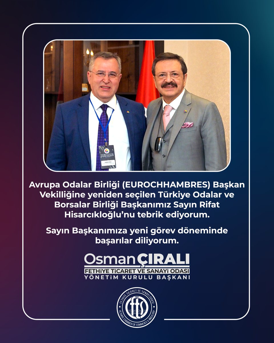 Rifat Hisarcıklıoğlu EUROCHAMBRES Başkan Vekilliğine Yeniden Seçildi