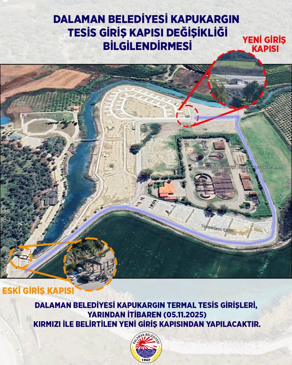 Dalaman Belediyesi Kapukargın Termal Tesisleri'nde Giriş Noktası Değişiyor