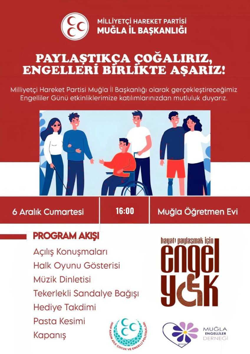 MHP Muğla, 6 Aralık'ta Dünya Engelliler Günü Etkinliği Düzenliyor