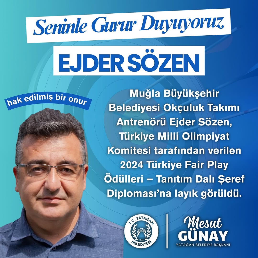 Yatağan'lı Antrenör Ejder Sözen'e Fair Play Ödülü