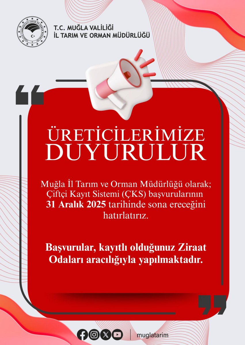 Çiftçi Kayıt Sistemi (ÇKS) Başvuru Süresi 31 Aralık 2025'te Sona Eriyor