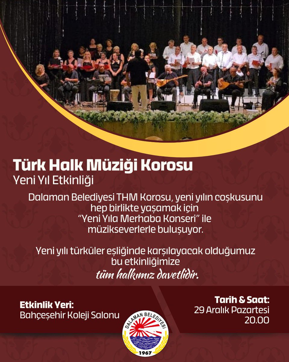 Dalaman'da Yeni Yıl Coşkusu Türkülerle Başlıyor