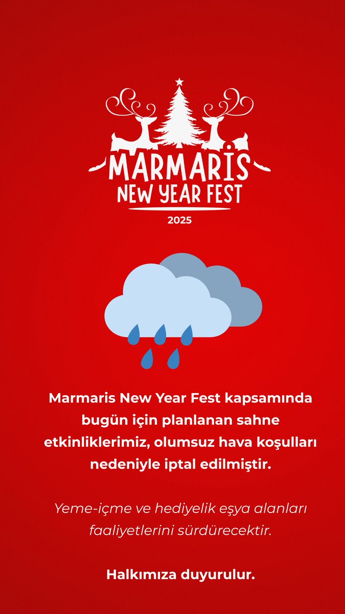 Marmaris'te Yılbaşı Konserleri Kötü Hava Koşulları Nedeniyle İptal Edildi