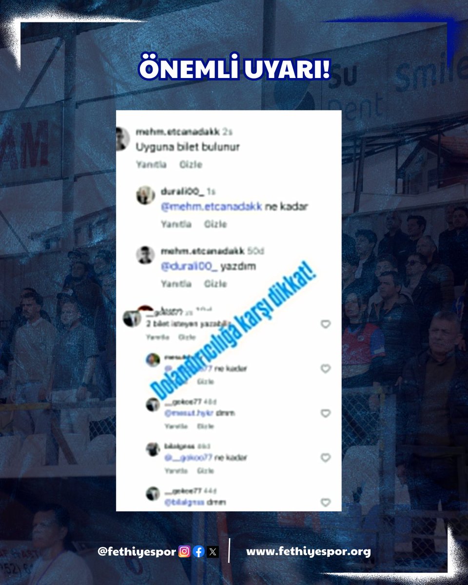 Fethiyespor, Galatasaray Maçı Biletleri İçin Taraftarları Uyardı