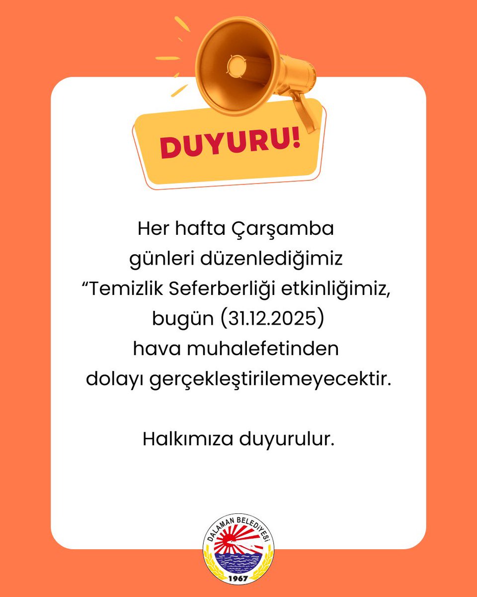 Dalaman'da Hava Koşulları Nedeniyle Haftalık Temizlik Etkinliği İptal Edildi