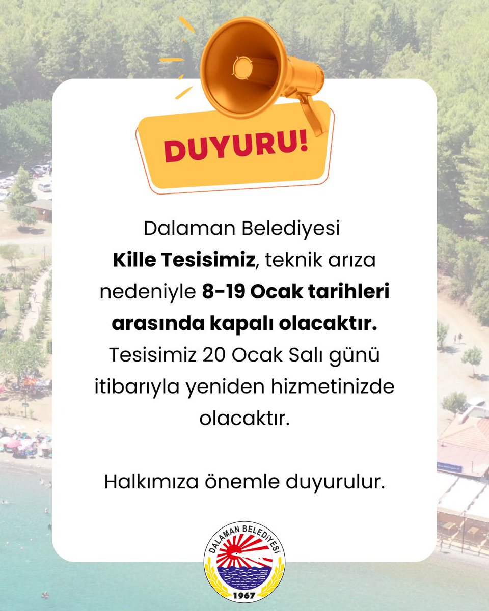 Dalaman Belediye Kille Tesisinde Teknik Arıza Nedeniyle Geçici Kapanma