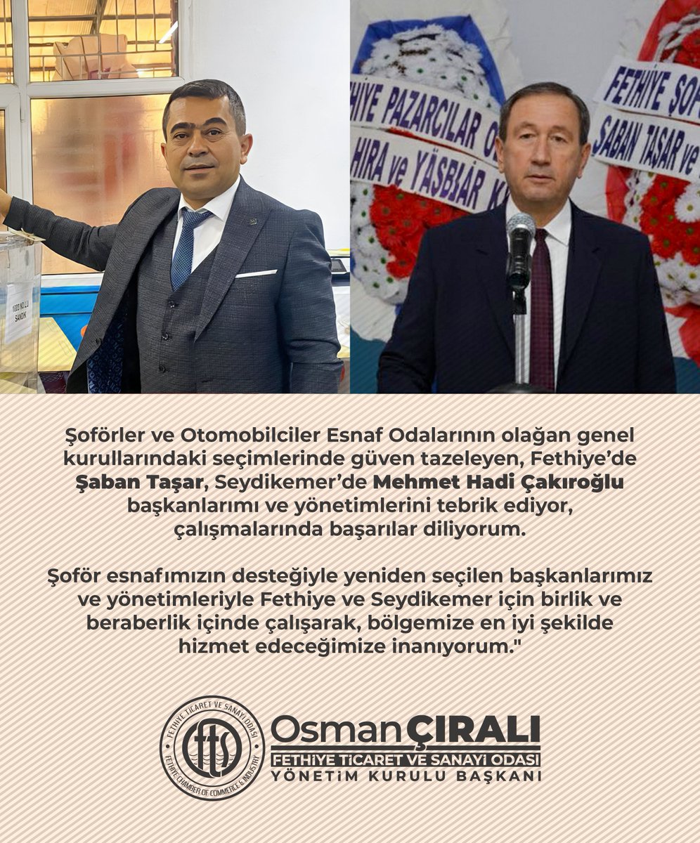 Fethiye ve Seydikemer'de Esnaf Odalarına Yeniden Seçilen Başkanlar Göreve Başladı