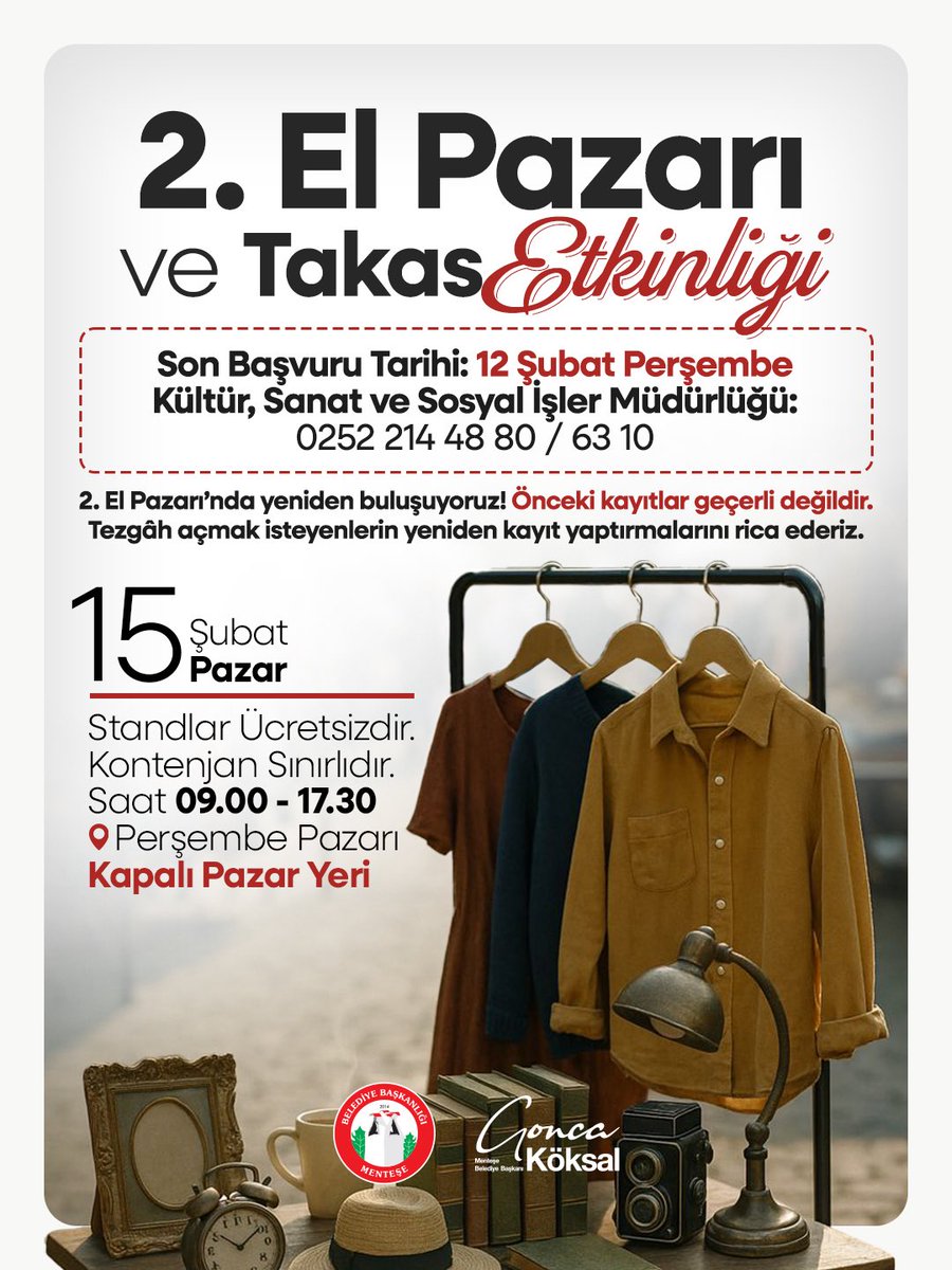 Menteşe'de İkinci El Pazarı ve Takas Etkinliği İçin Kayıtlar Başladı