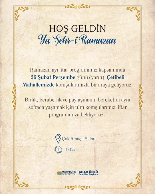 Marmaris'te Ramazan İftar Buluşması: Birlik ve Dayanışma Sofraları Kuruluyor