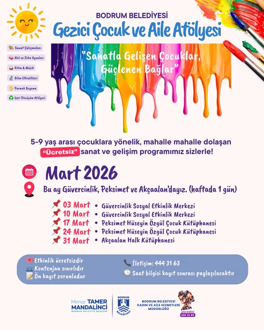 Bodrum'da Çocuklar İçin Gezici Atölyeler Başlıyor