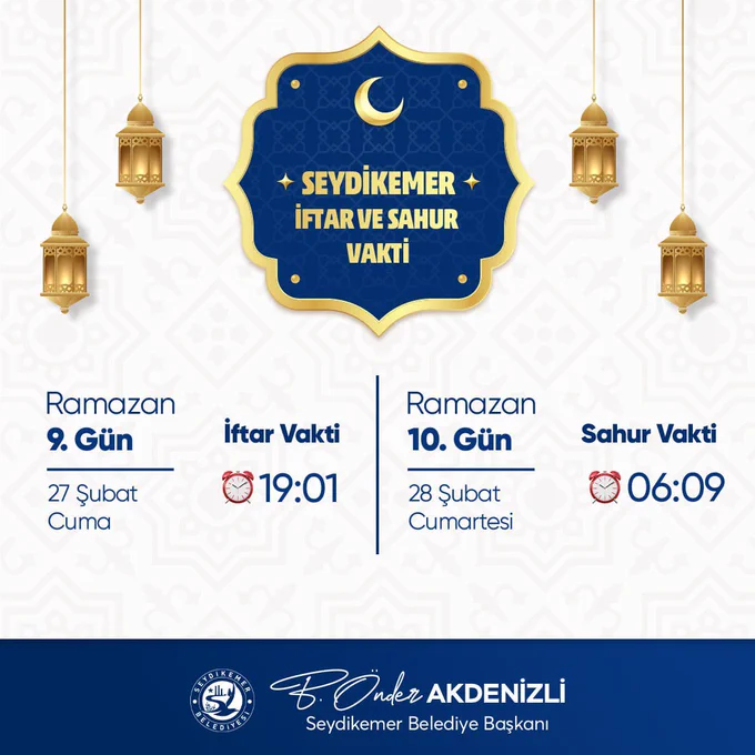 Seydikemer'de Ramazan Vakitleri Açıklandı: İftar ve Sahur Saatleri