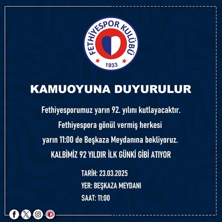 Fethiyespor 92. Yılını Coşkuyla Kutlayacak