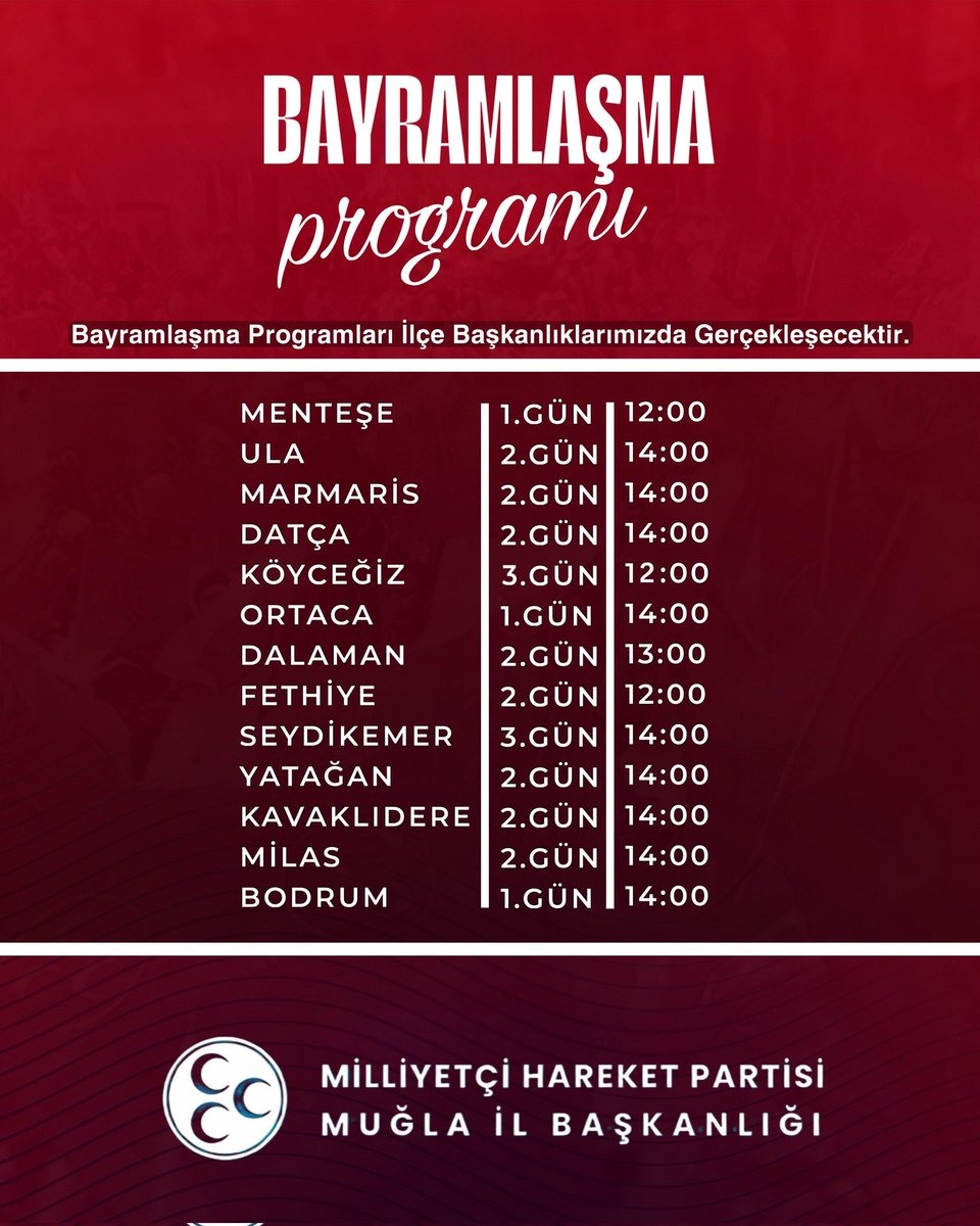 MHP Muğla'da Bayramlaşma Etkinliği Düzenleyecek