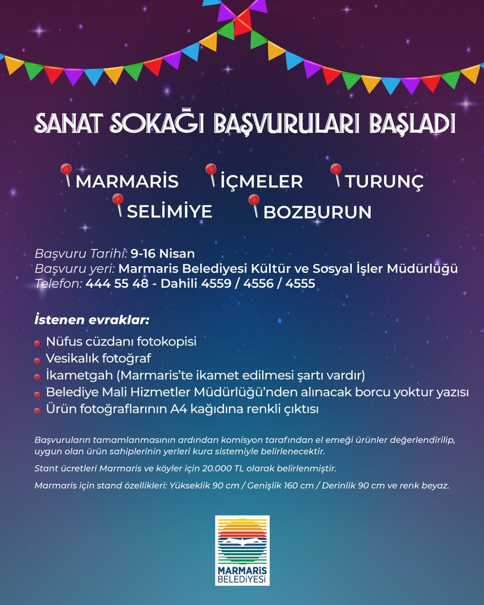 Marmaris'te Sanat Sokağı Stant Başvuruları Başladı
