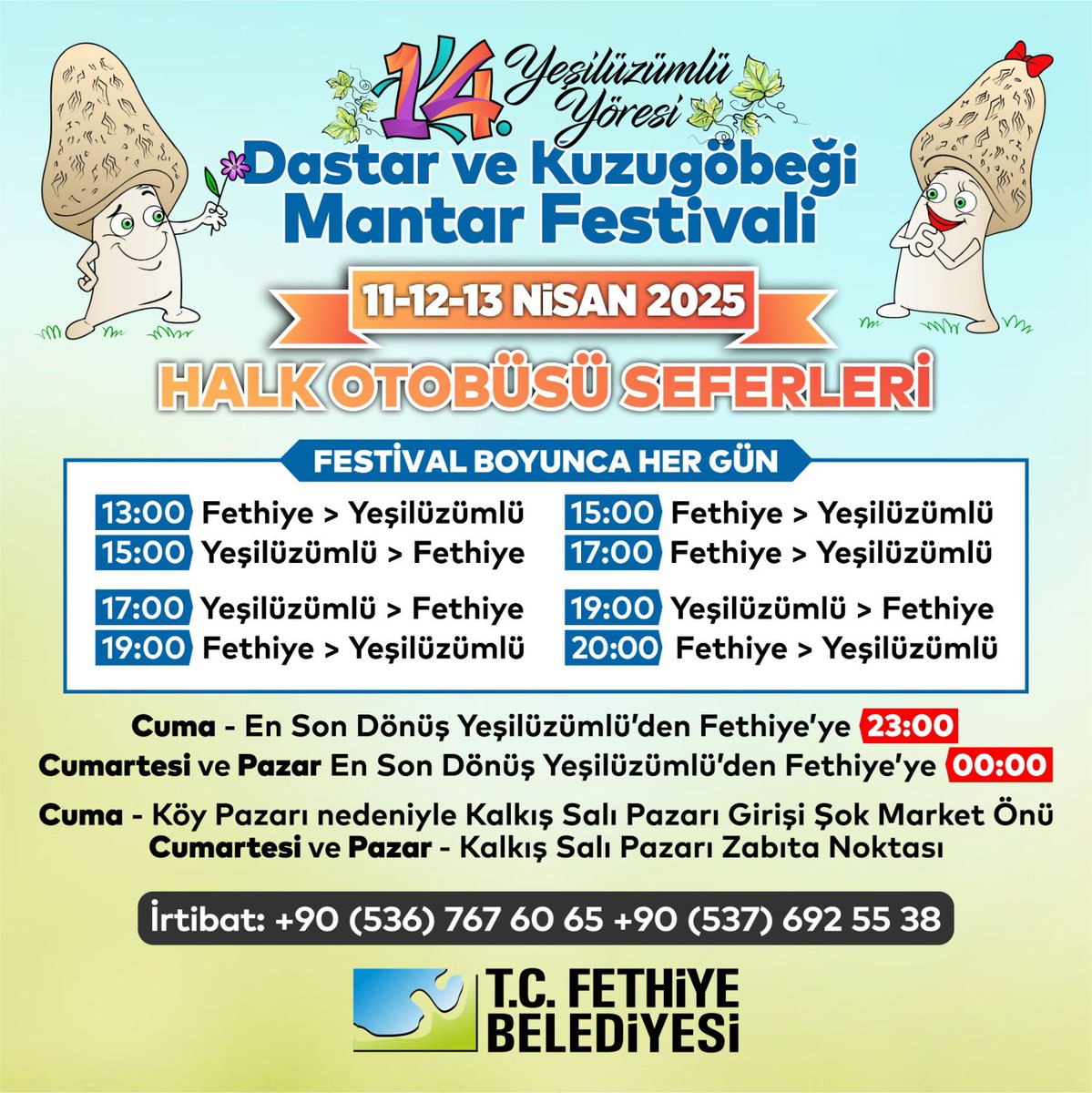Fethiye'de Mantar Festivali İçin Ücretsiz Otobüs Seferleri Düzenleniyor
