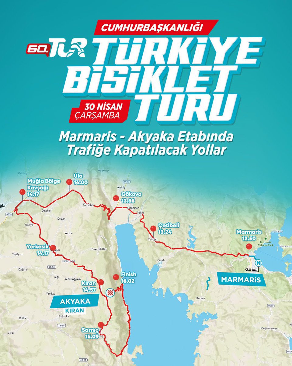 60. Cumhurbaşkanlığı Türkiye Bisiklet Turu: Marmaris ve Aydın'da Yolların Kapanması