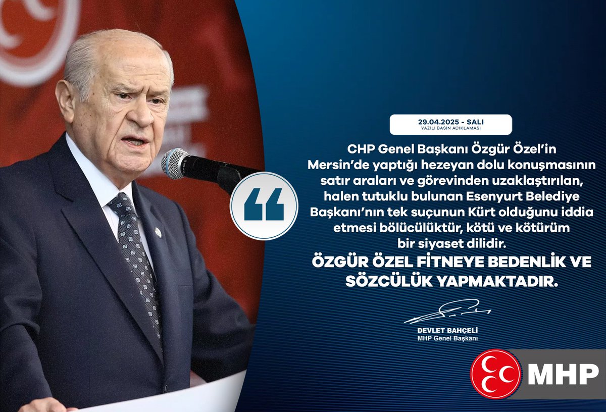 CHP Genel Başkanı Özgür Özel'in Mersin Konuşması Tepki Çekti: Bölücülük İddiası