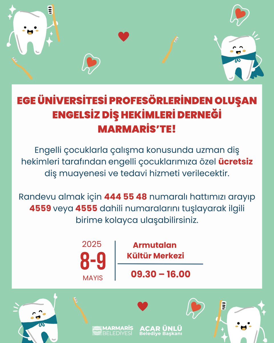 Marmaris'te Engelli Çocuklar İçin Ücretsiz Diş Taraması Etkinliği