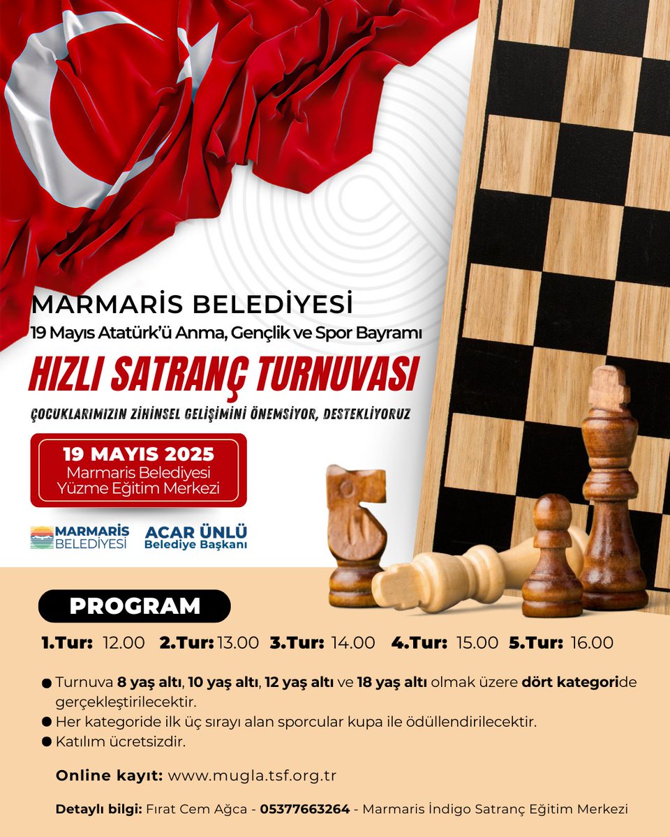 Marmaris'te Genç Satranççıların Yeteneği Parıldayacak: 19 Mayıs Turnuvası