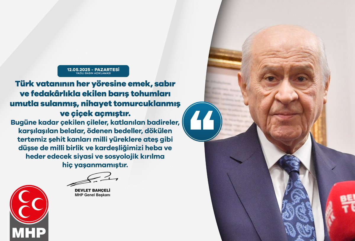 MHP'den Barış Çabalarına Vurgu: Milli Yüreklerde Şehit Kanları
