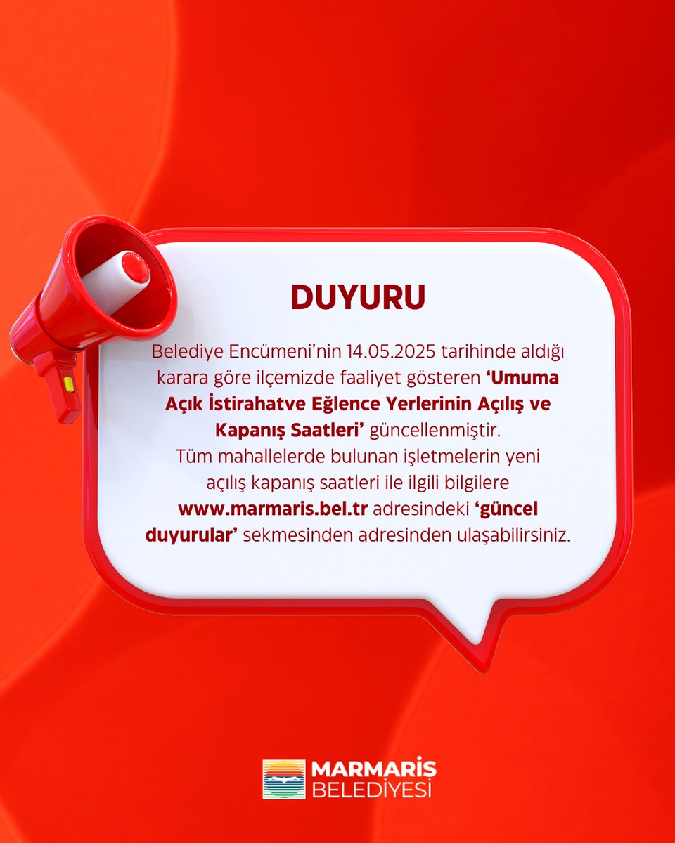 Marmaris'te Umuma Açık İstirahat ve Eğlence Yerlerinin Açılış Kapanış Saatleri Güncellendi