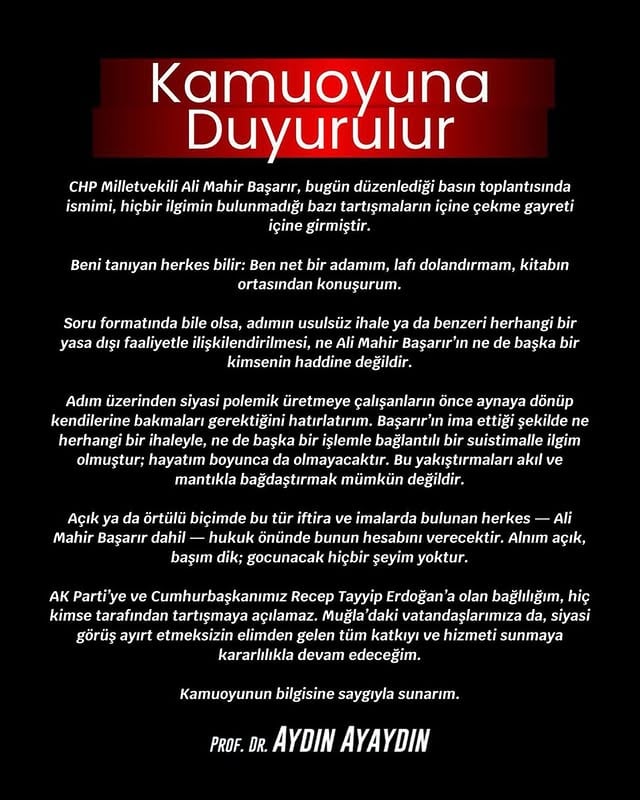 Ayaydın'dan Başarır'ın İddialarına Yalanlama: 