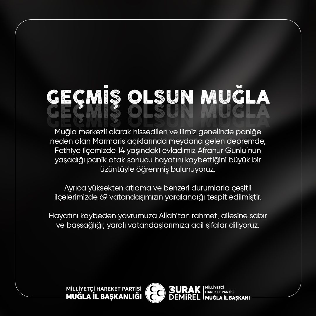 Muğla'da Deprem Felaketi: 14 Yaşındaki Afranur Hayatını Kaybetti