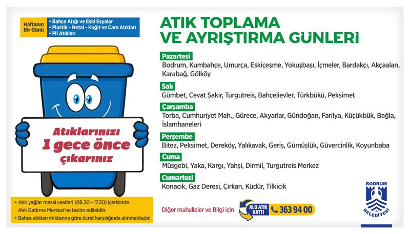 Bodrum'da Atık Toplama Günleri Belirlendi: Çevre Bilincini Artırmak İçin Vatandaşlara Çağrı