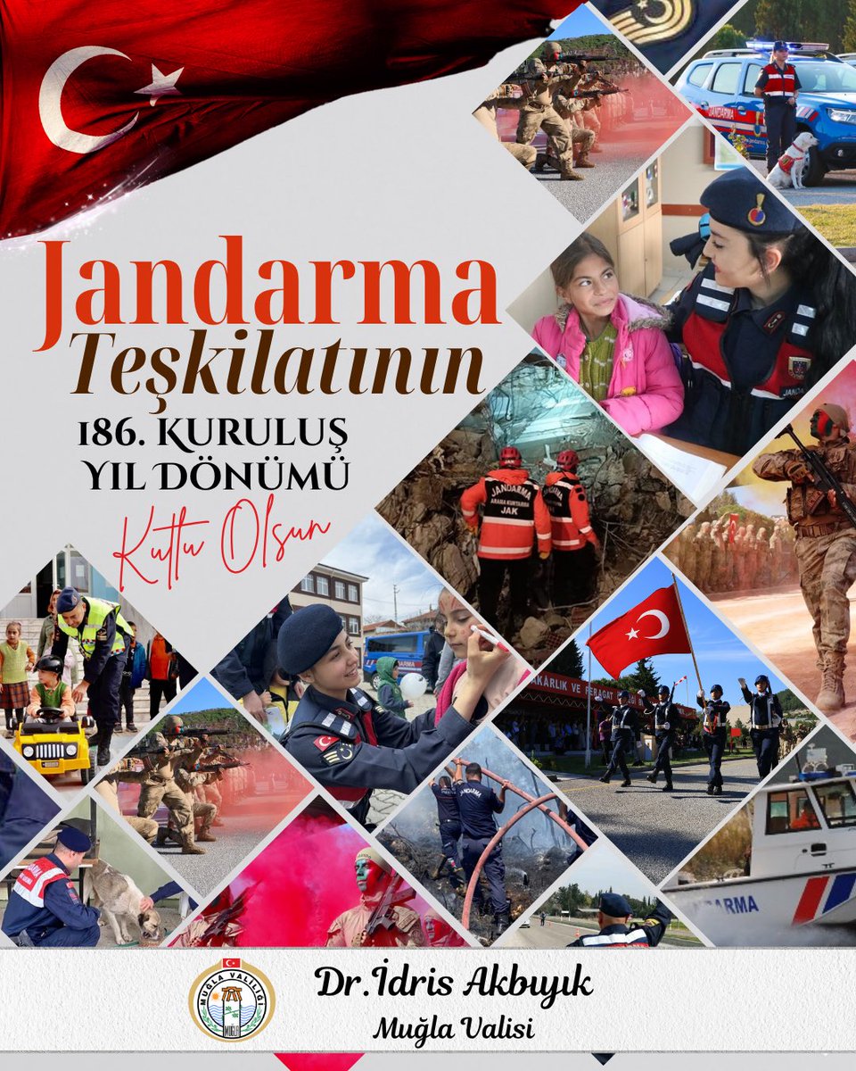 Muğla Valiliği'nden Jandarma Teşkilatı Kuruluş Yıl Dönümü Mesajı