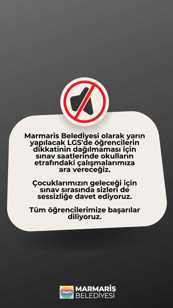 Marmaris Belediyesi LGS Sınavı İçin Gürültülü Çalışmaları Durdurdu