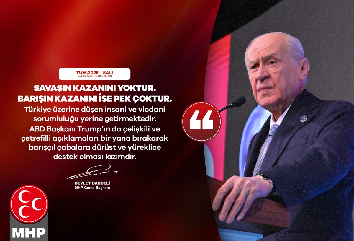 MHP'den Barış Çağrısı: Türkiye İnsani Sorumluluğunu Yerine Getiriyor