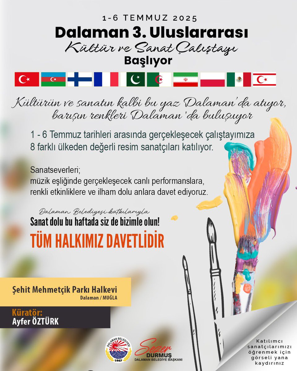 Dalaman'da Uluslararası Kültür ve Sanat Çalıştayı Başlıyor