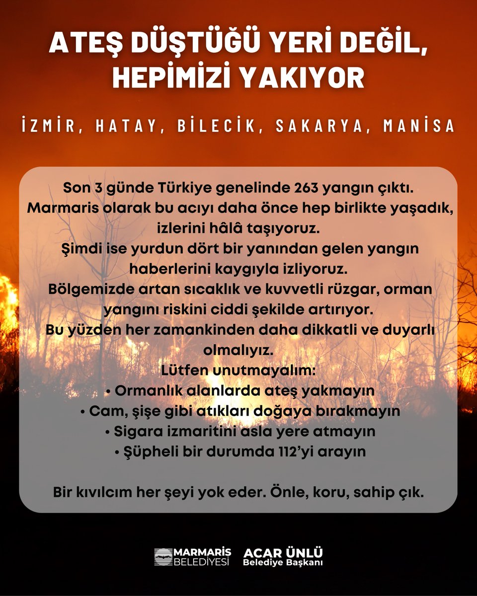 Marmaris'te Orman Yangınlarına Karşı Uyarı: Önlem Alın, Koruyun, Sahip Çıkın