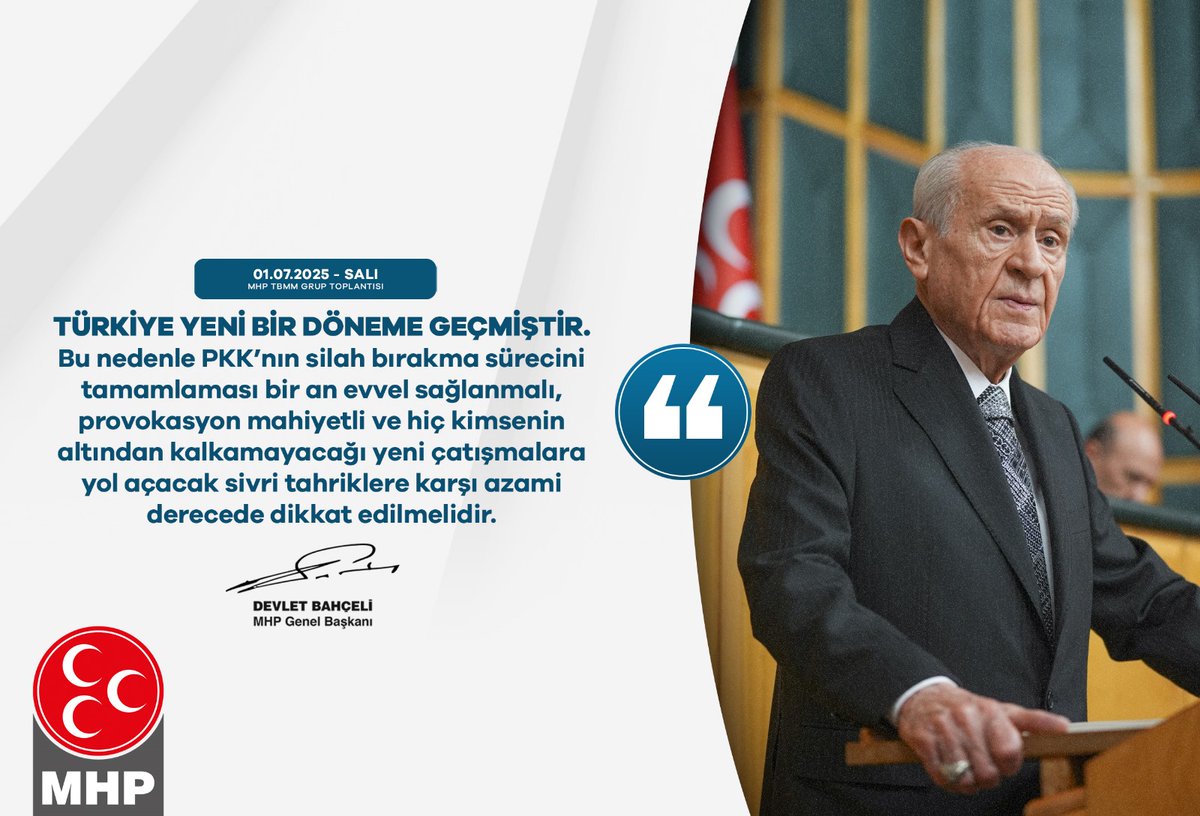 MHP'den PKK Silah Bırakma Sürecine Çağrı: Provokasyonlara Karşı Uyarı