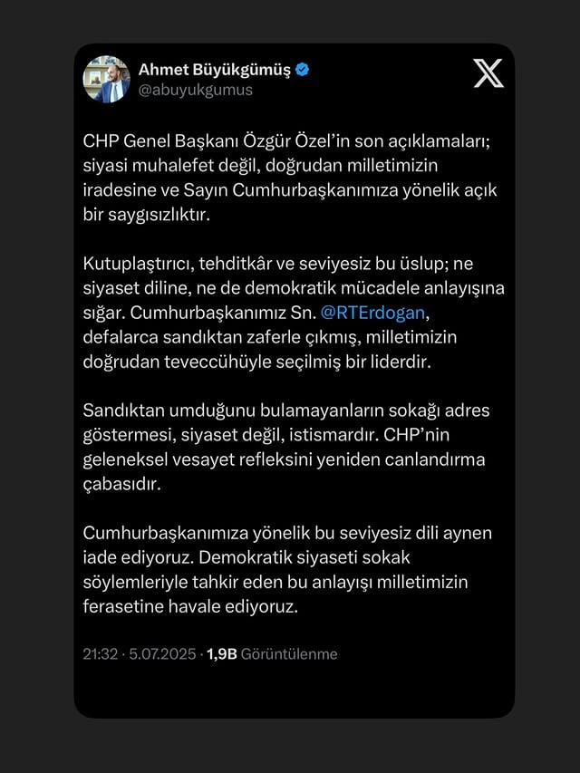 AK Parti'den CHP Lideri Özel'e Sert Tepki: 