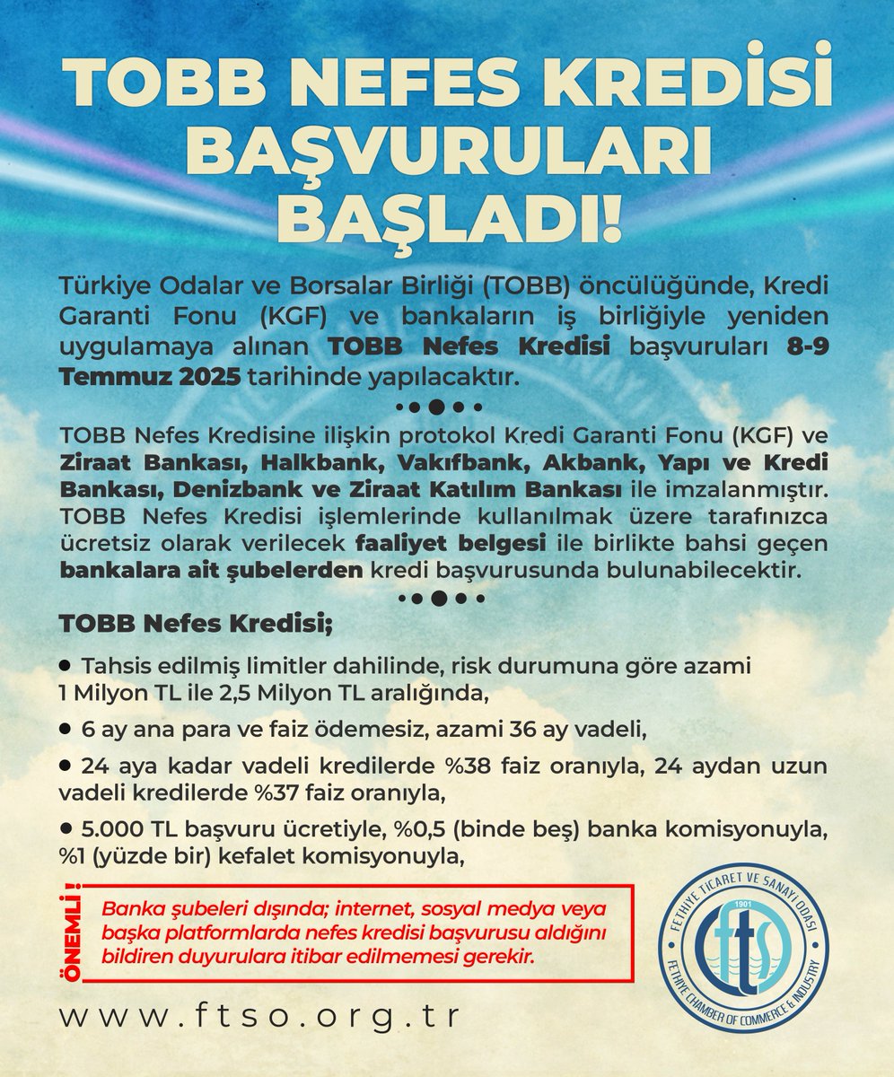 TOBB Nefes Kredisi Başvuruları Yeniden Başlıyor