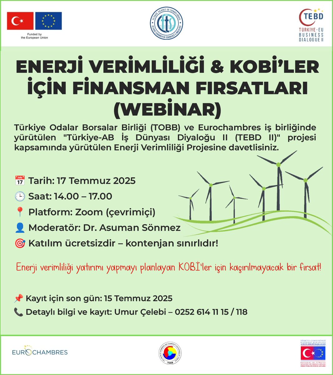 Fethiye KOBİ’ler İçin Enerji Verimliliği Finansman Fırsatları Webinarı Düzenleniyor