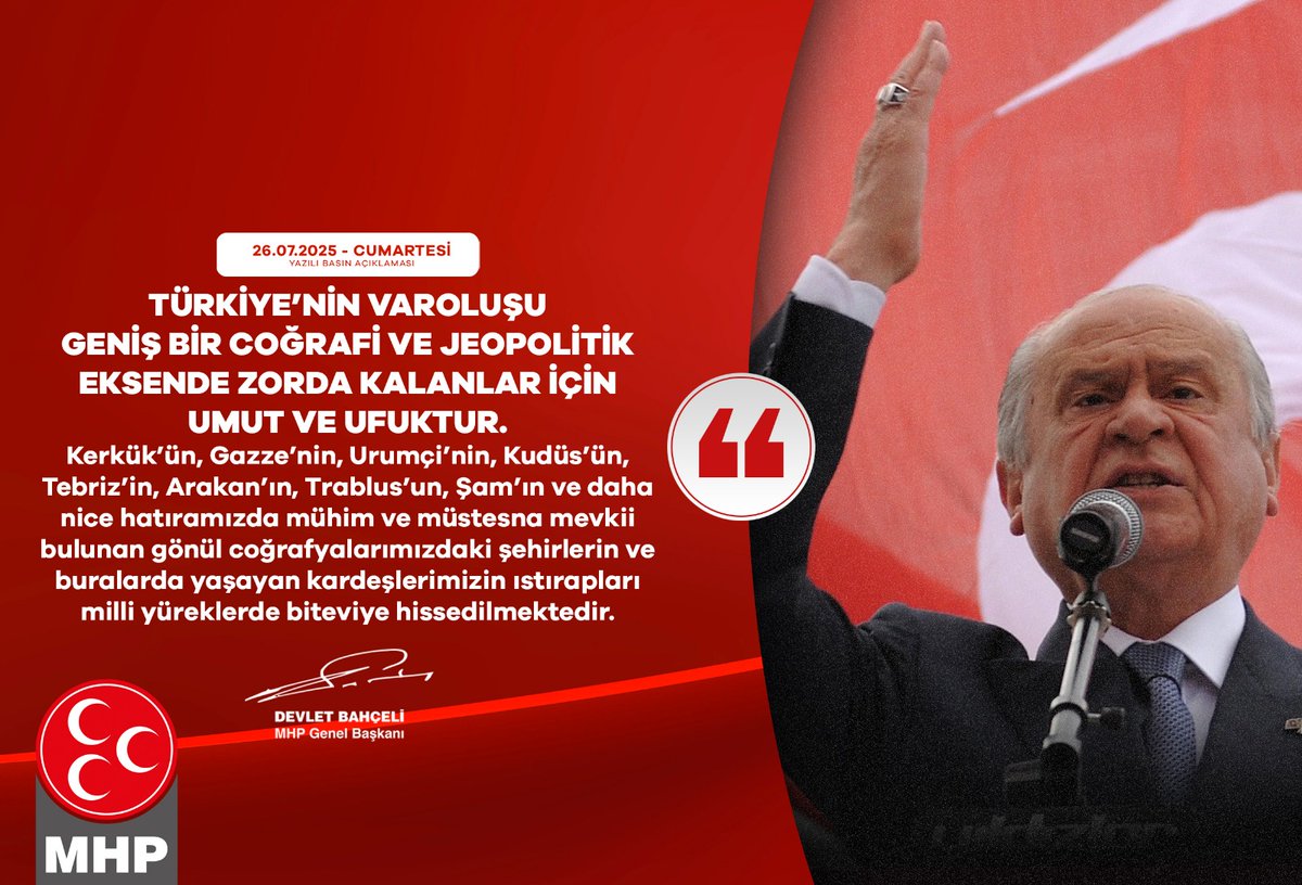 MHP Muğla İl Başkanlığı'ndan Gönül Coğrafyalarına Destek Mesajı