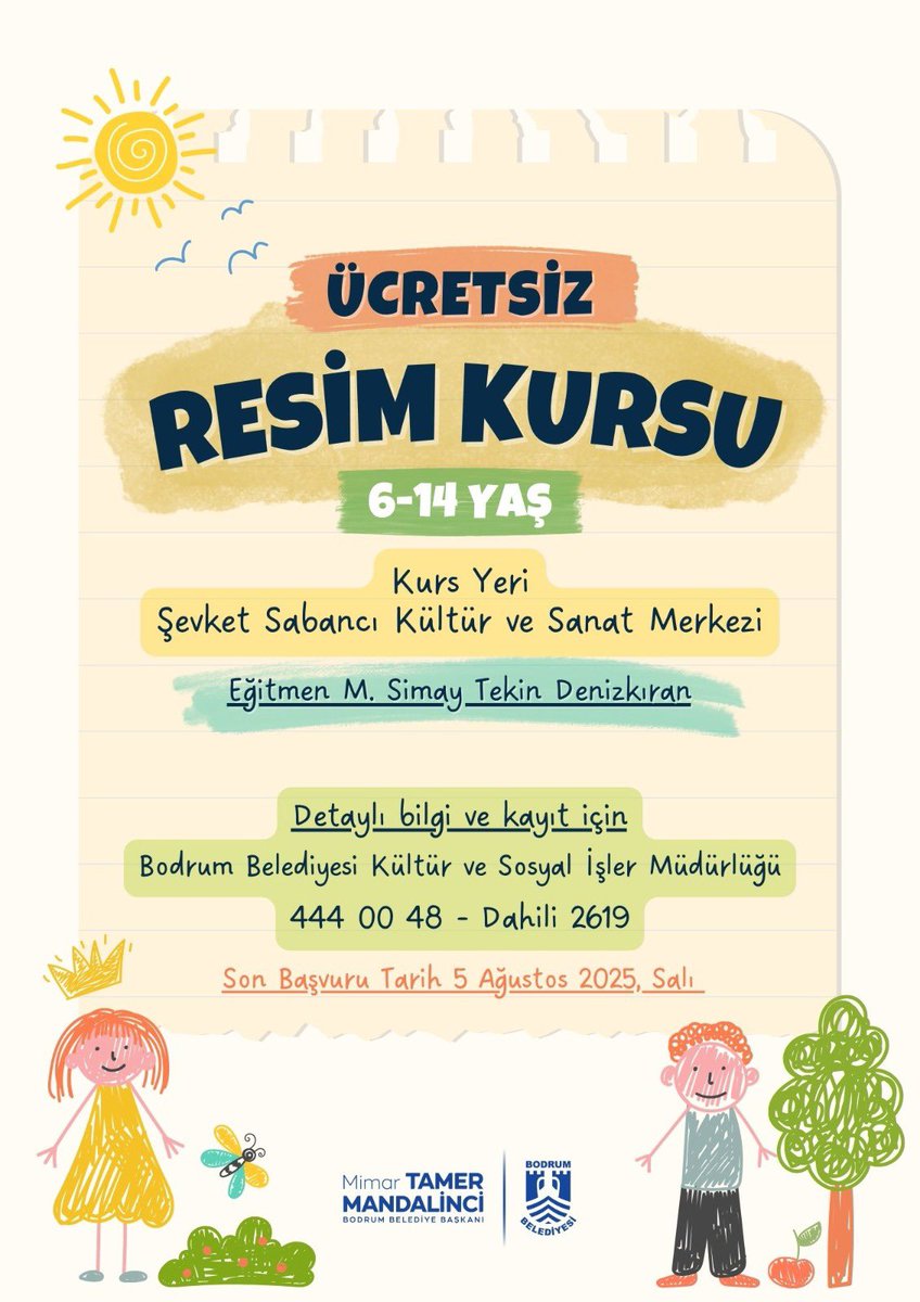 Bodrum Belediyesi'nden 6-14 Yaş Arası Çocuklara Ücretsiz Resim Kursu