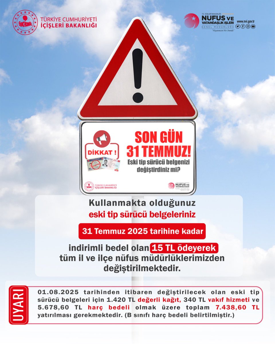 Sürücü Belgesi Yenileme Son Tarihi: 31 Temmuz 2025
