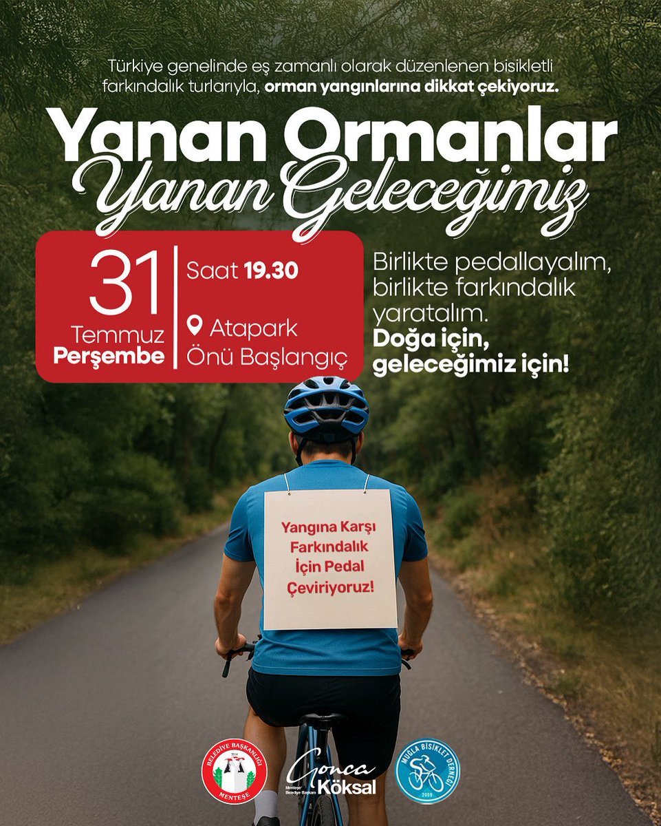 Menteşe'de Doğa Sevdalıları Pedal Çeviriyor: Yangın Farkındalığına Destek