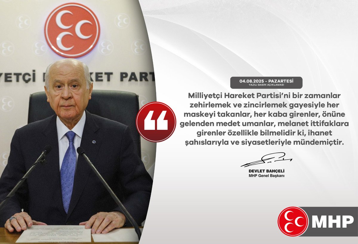 MHP'den İttifaklara Eleştiri: İhanet Siyasi Bir Hastalıktır