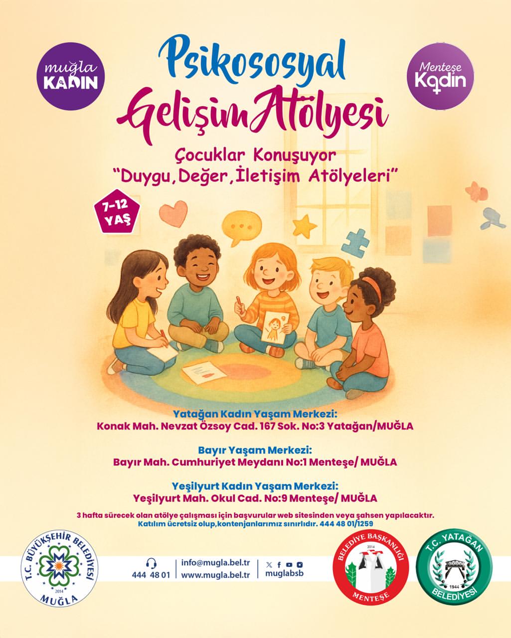 Muğla'da Çocuklara Yönelik Psikososyal Gelişim Atölyesi Başlıyor