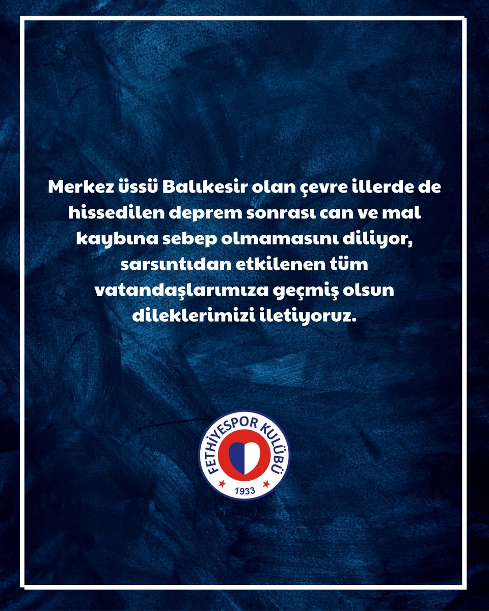 Balıkesir Depremi: Fethiye Spor'dan Kederli Taziye