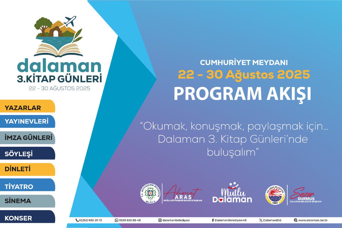 Dalaman'da 3. Kitap Günleri Başlıyor: Sanat, Kültür ve Kitap Bir Arada!